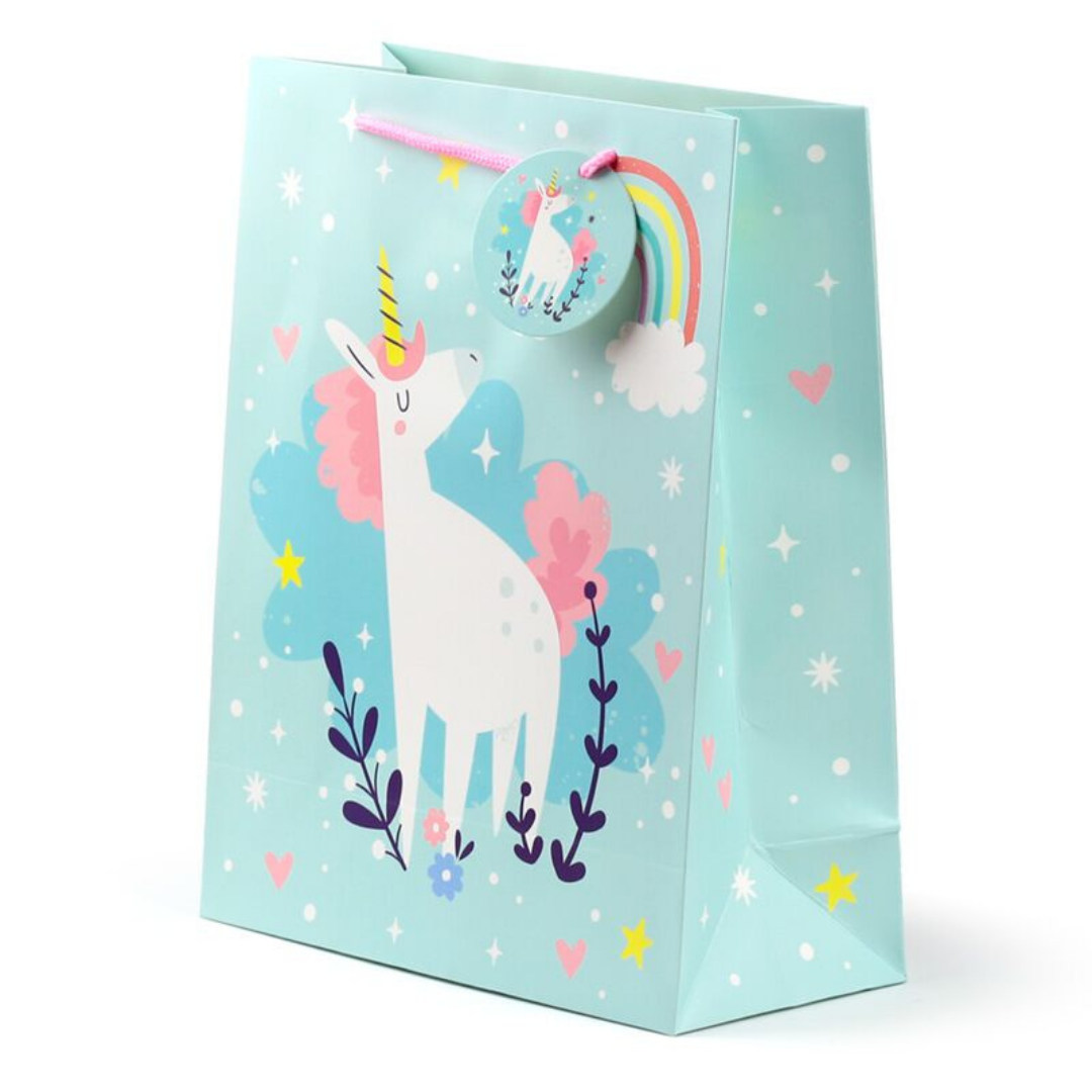 Busta Regalo con Etichetta Unicorni - Taglia L