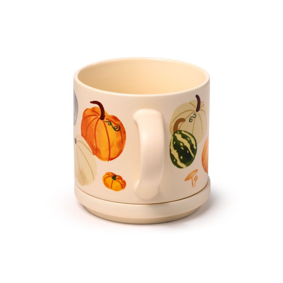 Tazza in Porcellana e Sottobicchiere/Coperchio - Zucca