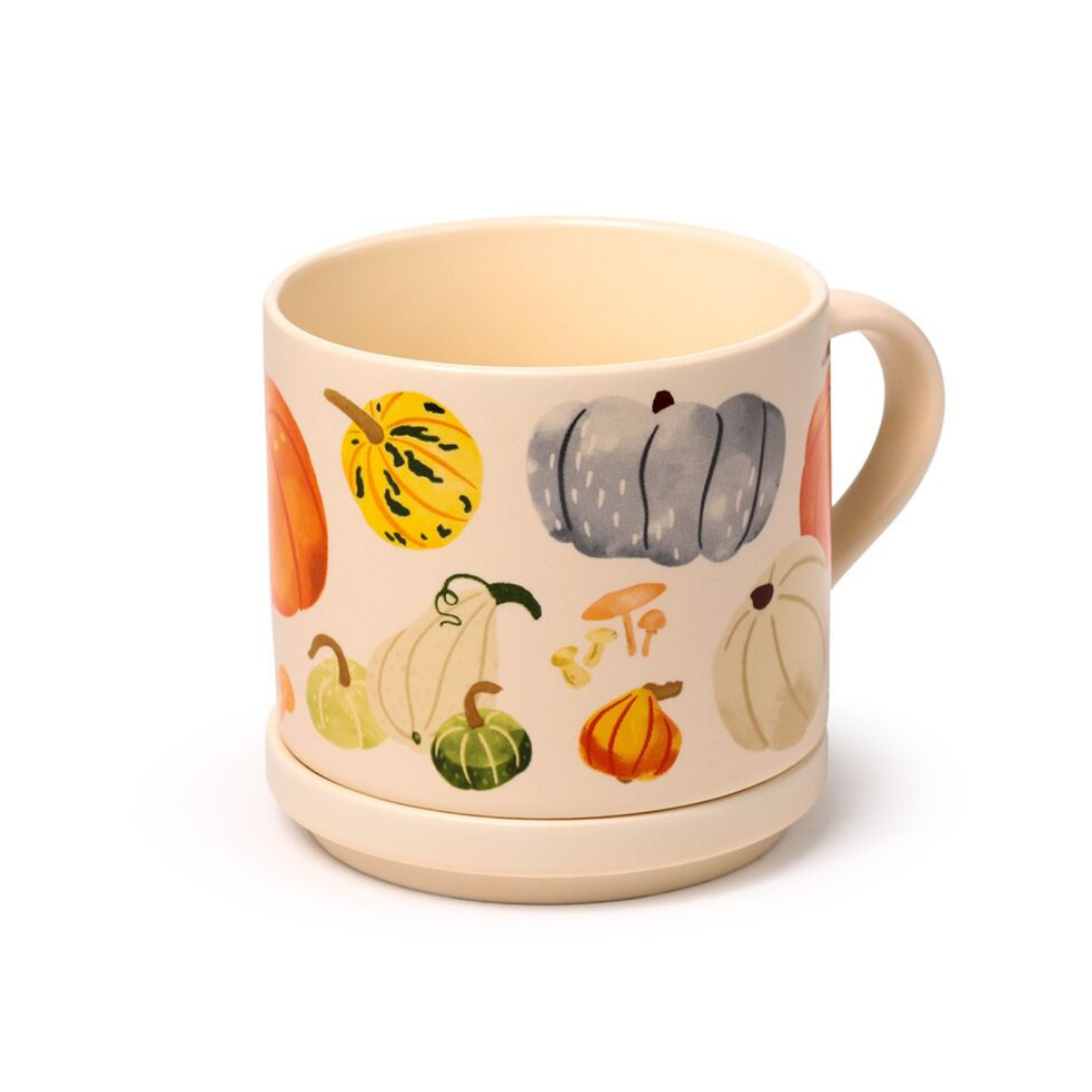 Tazza in Porcellana e Sottobicchiere/Coperchio - Zucca
