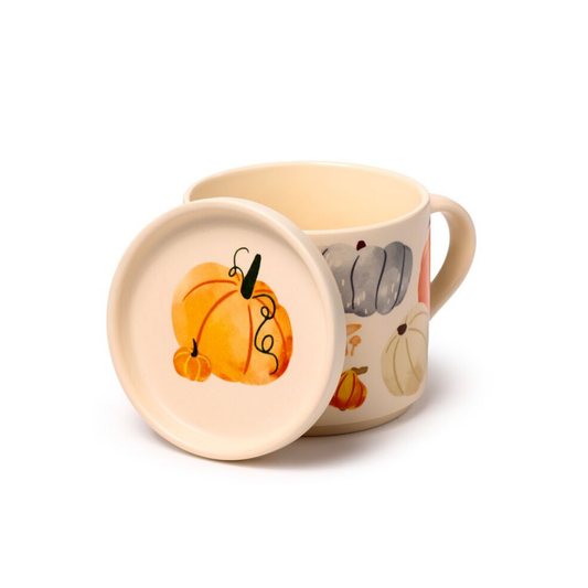 Tazza in Porcellana e Sottobicchiere/Coperchio - Zucca