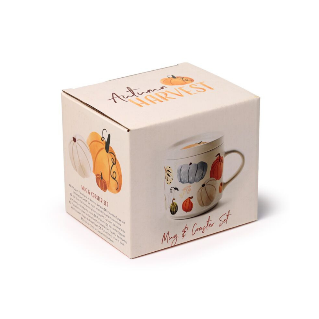 Tazza in Porcellana e Sottobicchiere/Coperchio - Zucca