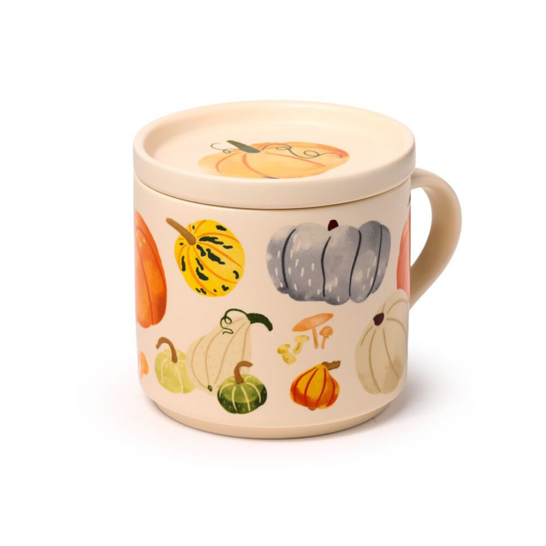Tazza in Porcellana e Sottobicchiere/Coperchio - Zucca