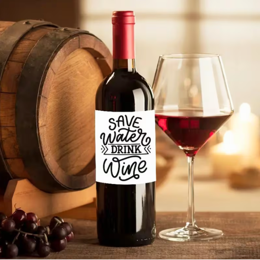 Etichetta Adesiva Bottiglie - Save Water Drink Wine