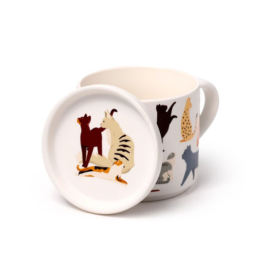 Tazza in Porcellana e Sottobicchiere/Coperchio - Gatti
