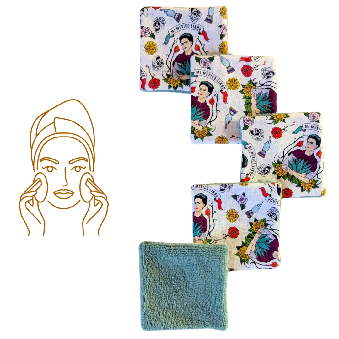 Set 5 Dischetti Struccanti Riutilizzabili Handmade - Frida Verde