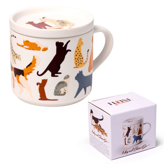 Tazza in Porcellana e Sottobicchiere/Coperchio - Gatti