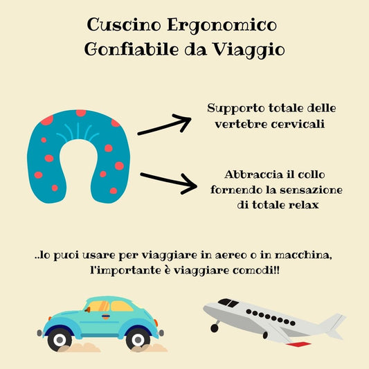 Cuscino da Viaggio Gonfiabile Ergonomico - Gatto