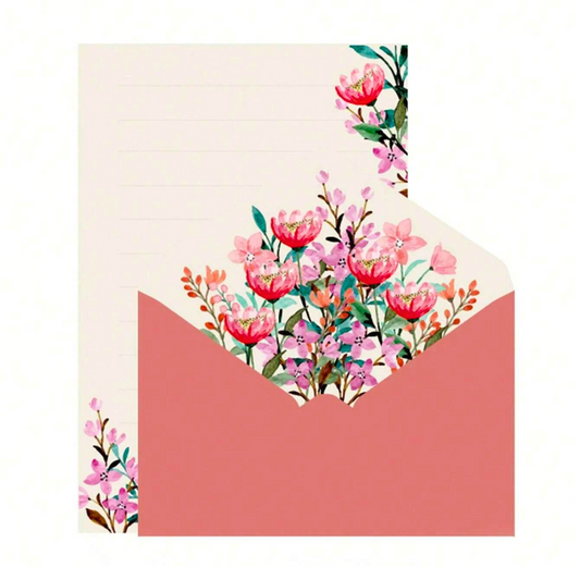 Busta da Lettera - Fiori Rosa