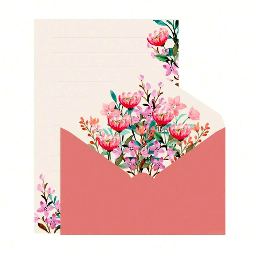 Busta da Lettera - Fiori Rosa