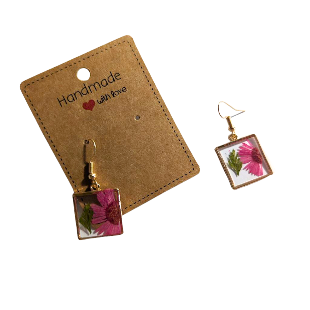 Orecchini in Poliresina - Fiori Rosa