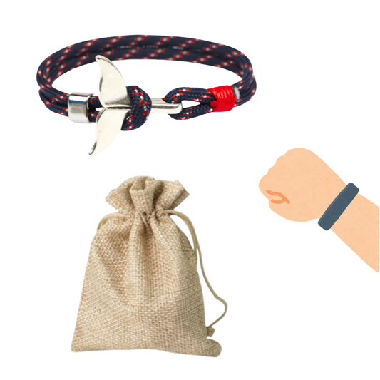 Bracciale Cordoncino Balena - Blu e Rosso