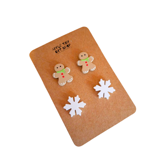 Orecchini Natalizi - Omino e Fiocco di Neve