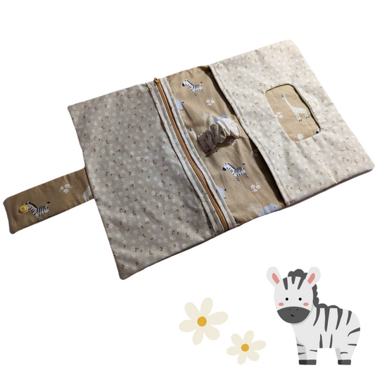 Porta Pannolini Salviette Crema Handmade - Zebre e Margherite