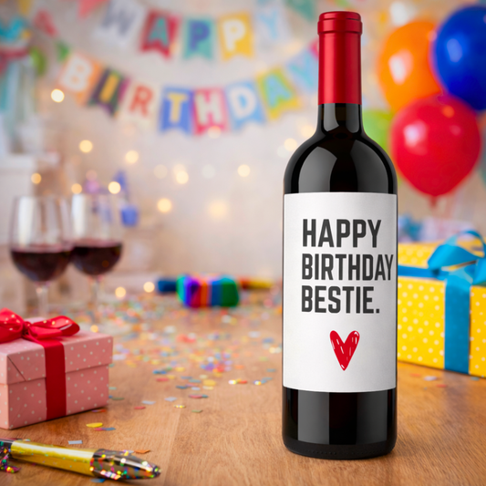 Etichetta Adesiva Bottiglie - Happy Birthday Bestie