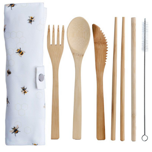 Set Posate Bambù con Custodia Lavabile - Api