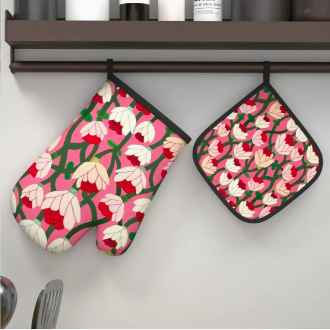 Guanto e Presina Cucina - Fiori