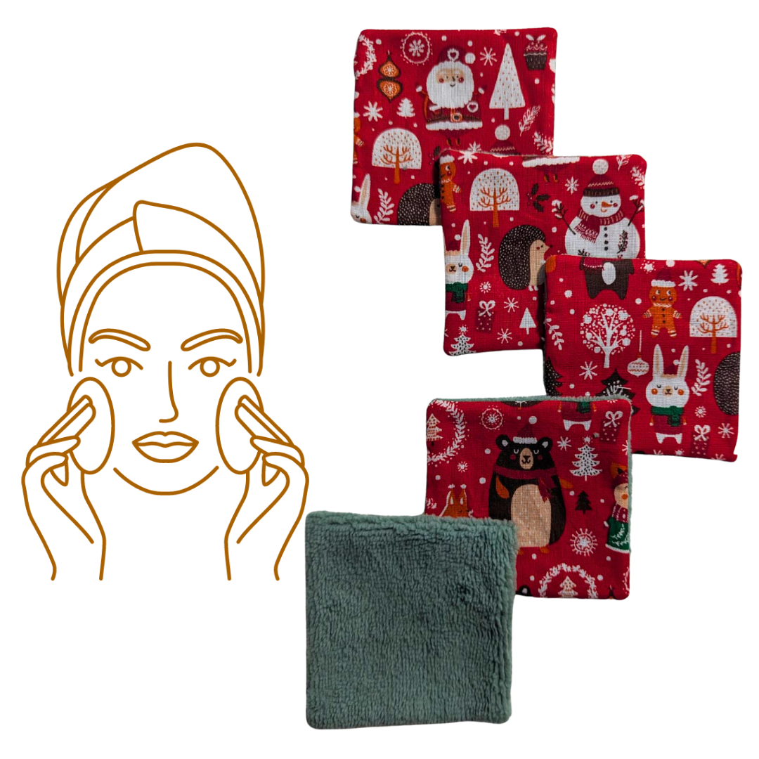Set 5 Dischetti Struccanti Riutilizzabili Handmade - Natale