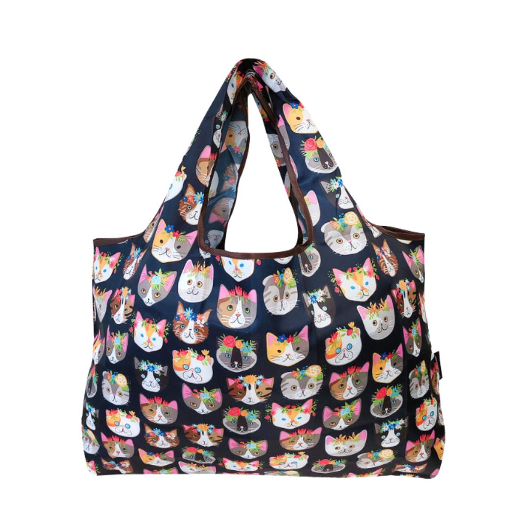 Borsa Shopper Richiudibile XL - Gatti e Fiori