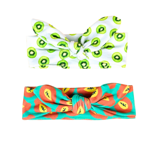 Set 2 Fascette Capelli Neonata - Kiwi e Papaia