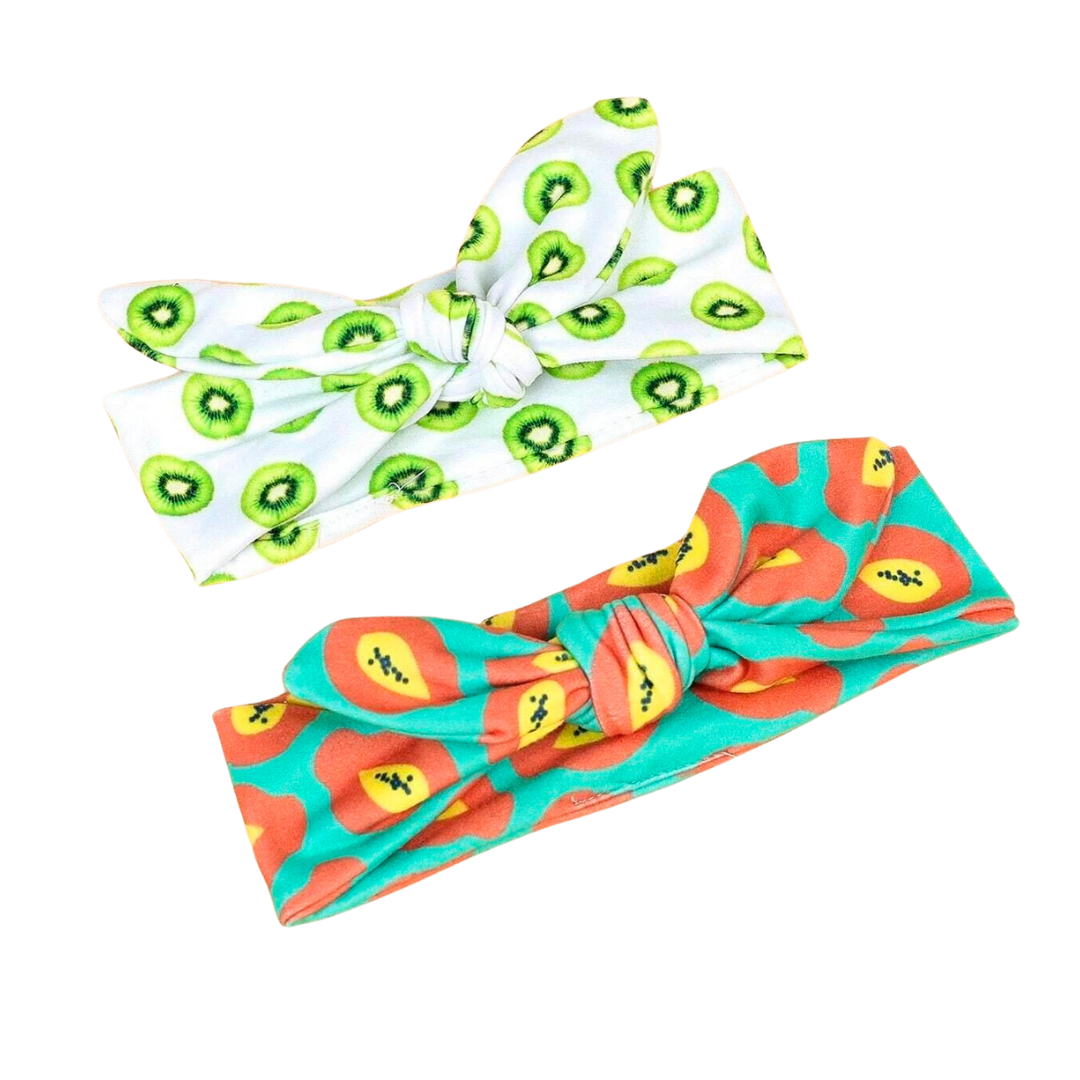 Set 2 Fascette Capelli Neonata - Kiwi e Papaia