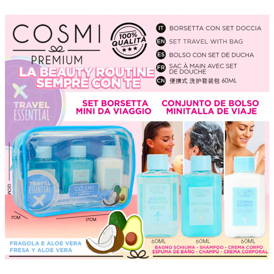 Cosmi Milano - Set Viaggio Shampoo Balsamo e Crema Corpo