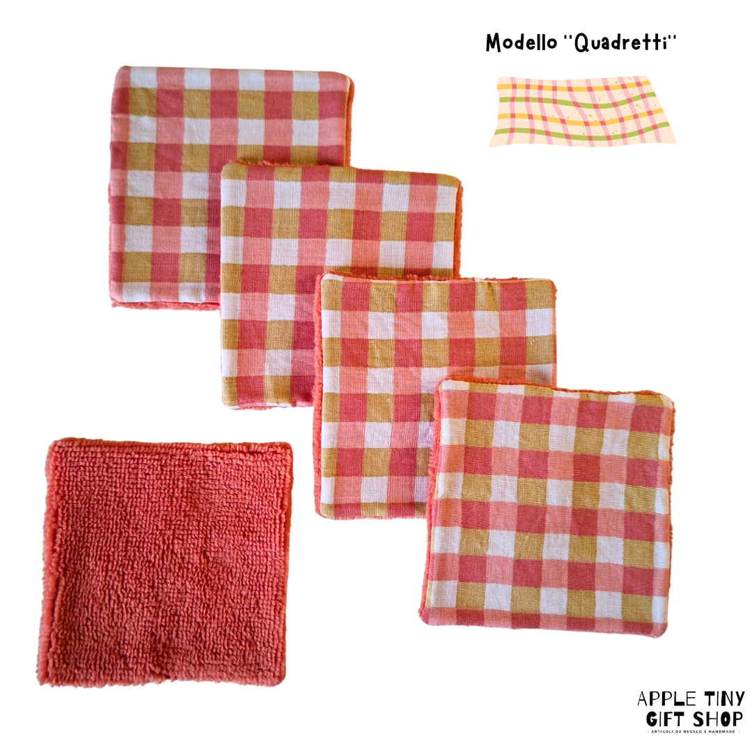 Set 5 Dischetti Struccanti Riutilizzabili Handmade - Quadretti