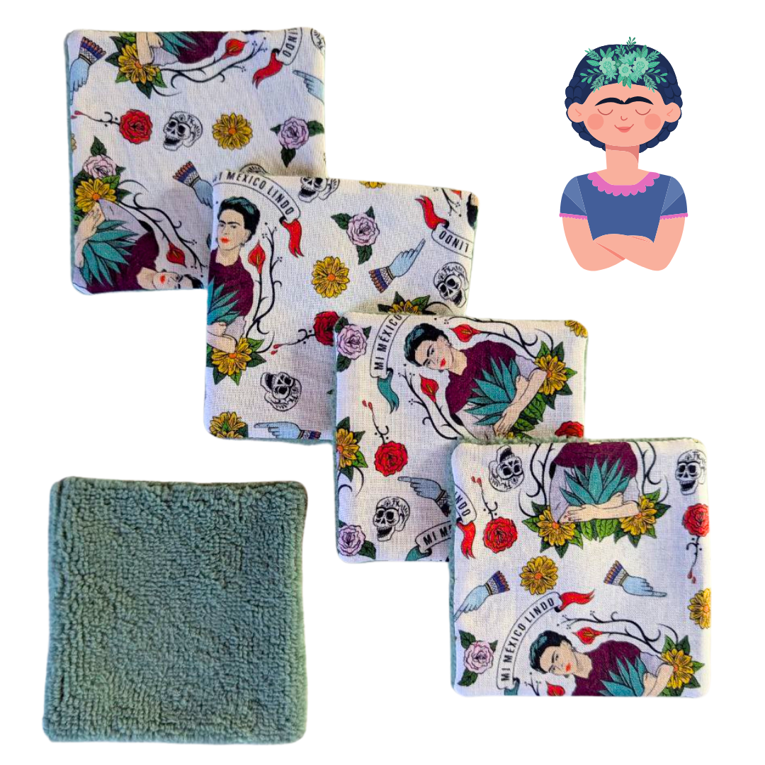 Set 5 Dischetti Struccanti Riutilizzabili Handmade - Frida Verde