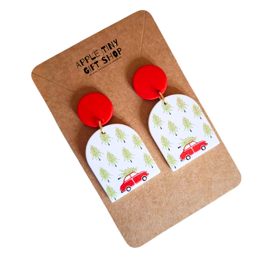 Orecchini Natalizi - Macchina e Alberi