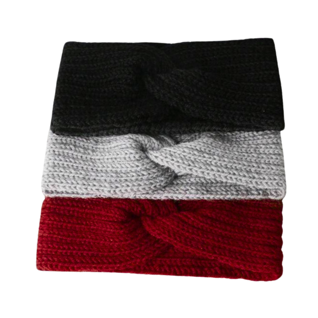 Set 3 Fasce Capelli - Nero/Grigio/Bordeaux