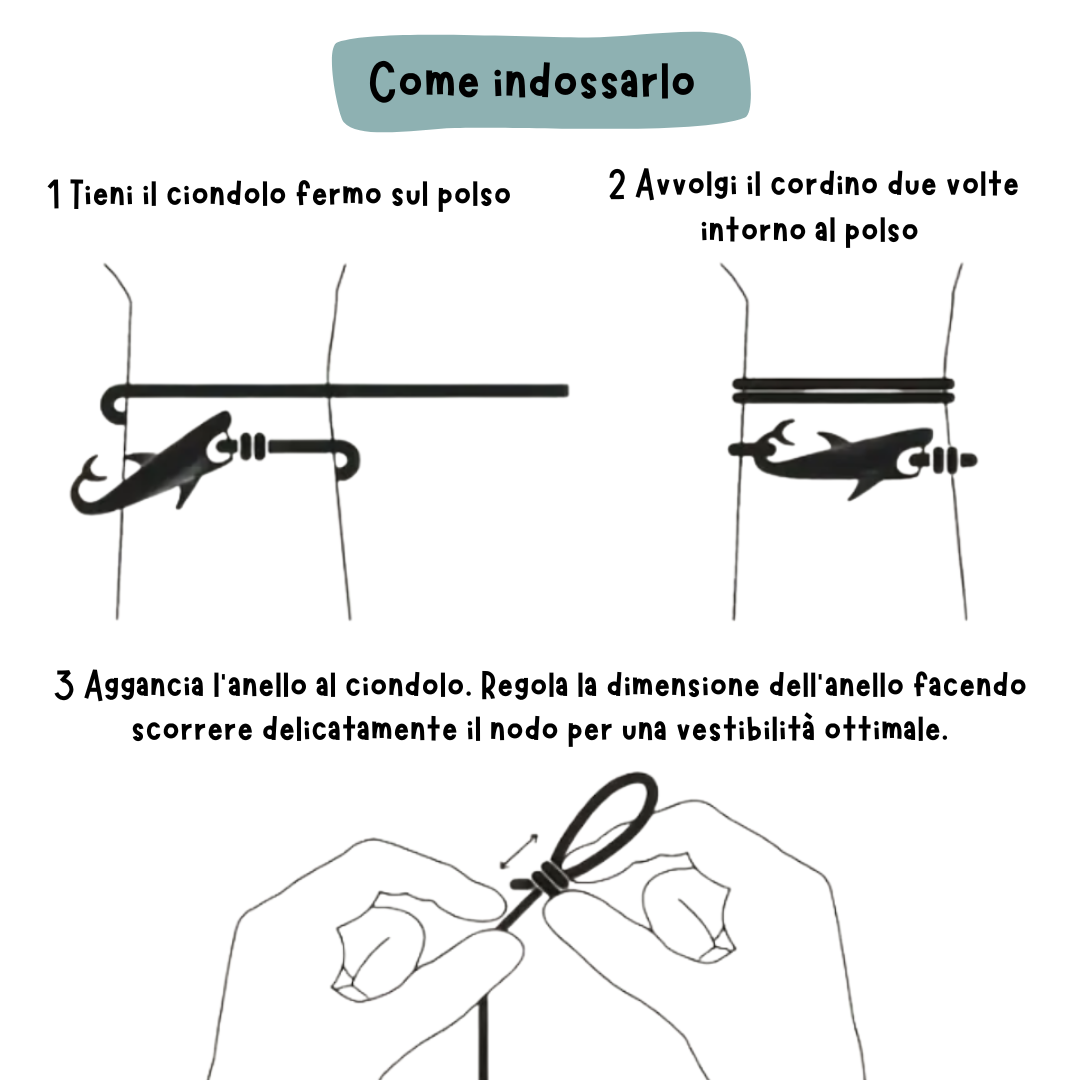 Bracciale Cordoncino Squalo - Grigio