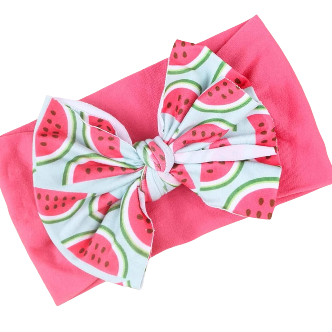 Fascia Capelli Neonata - Cocomeri Base Rosa