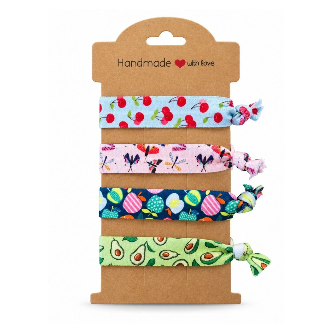 Set 4 Elastici Fantasia Handmade - Frutta e Farfalle