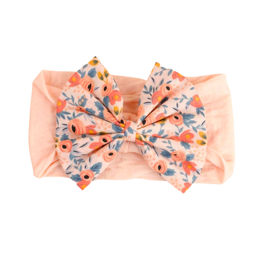 Fascia Capelli Neonata - Fiori Base Rosa