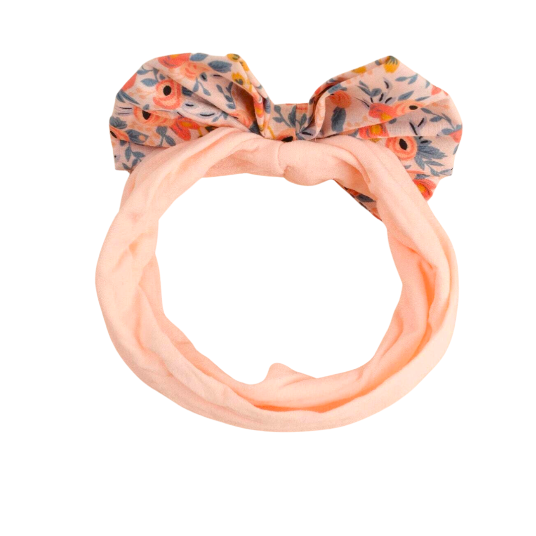 Fascia Capelli Neonata - Fiori Base Rosa