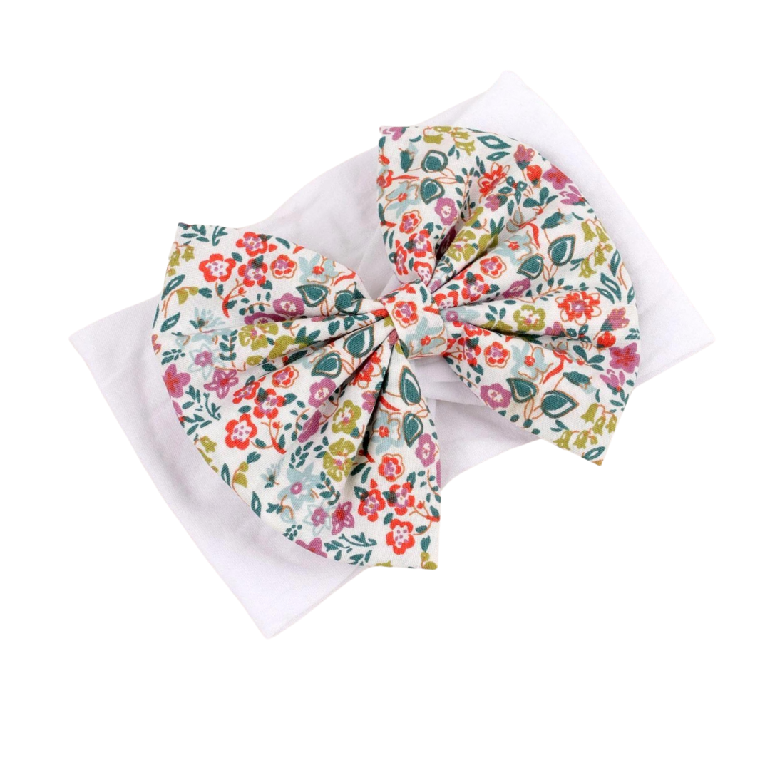 Fascia Capelli Neonata - Fiori Base Bianca