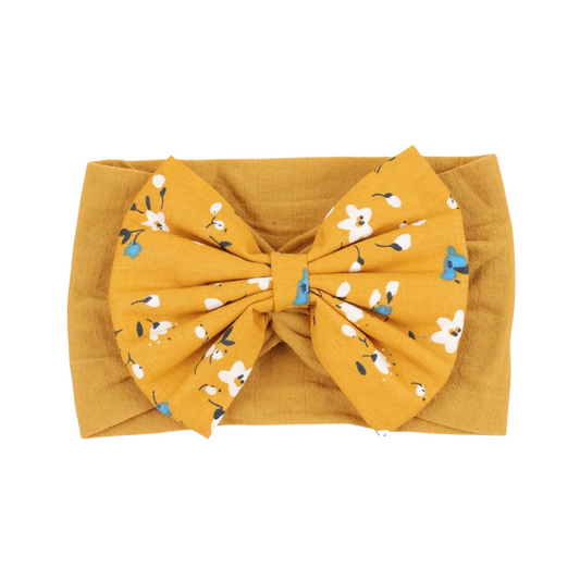 Fascia Capelli Neonata - Fiori Base Senape