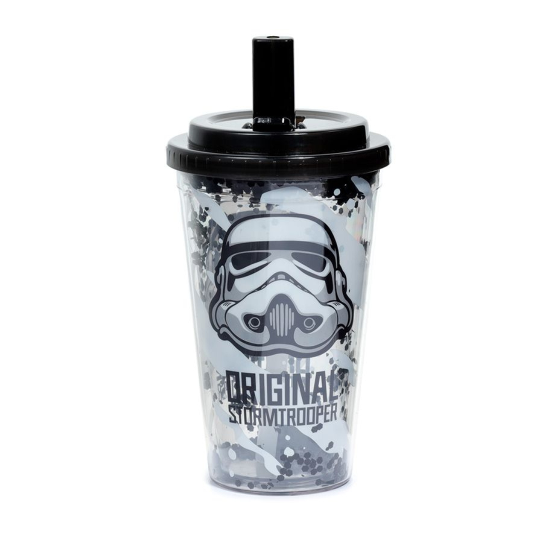 Bicchiere Infrangibile con Tappo e Cannuccia- Stormtrooper
