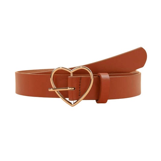 Cintura Fibbia Cuore - Colore Marrone/Cuoio