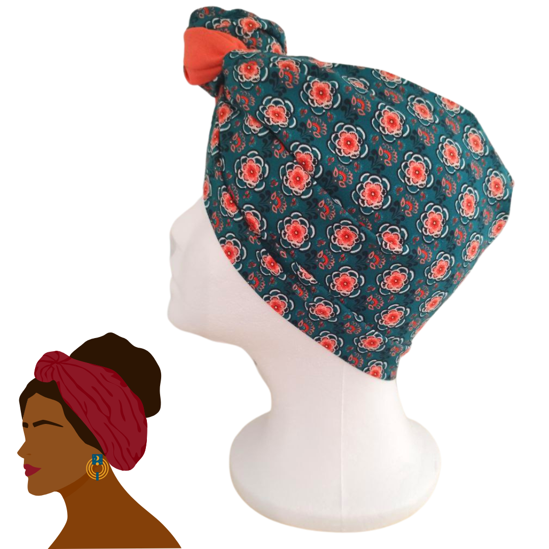 Fascia-Turbante Modellabile Handmade - Fiori Corallo