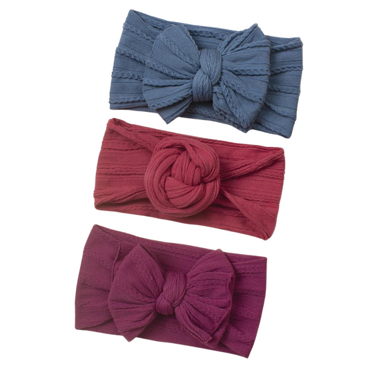 Fasce Capelli Neonata - Turchese-Bordeaux-Viola