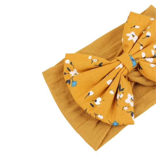 Fascia Capelli Neonata - Fiori Base Senape