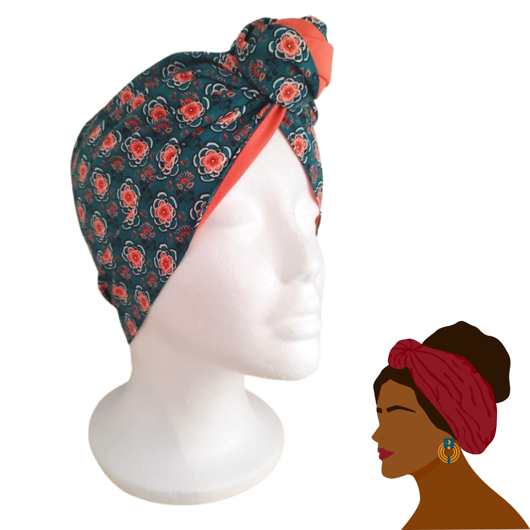 Fascia-Turbante Modellabile Handmade - Fiori Corallo