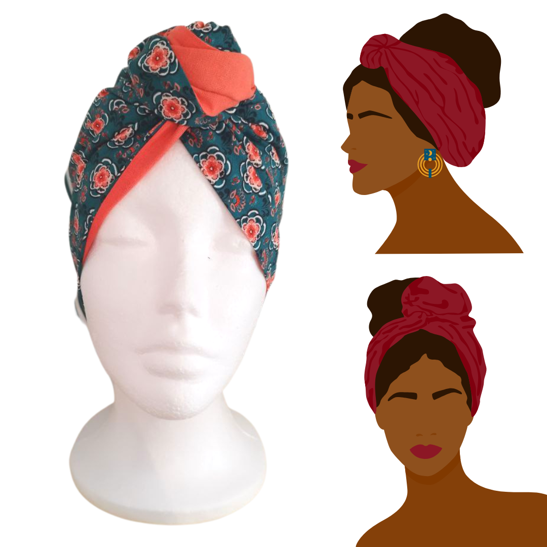 Fascia-Turbante Modellabile Handmade - Fiori Corallo