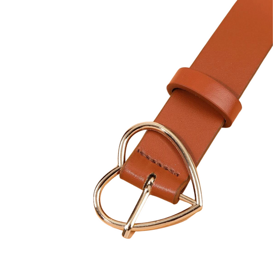 Cintura Fibbia Cuore - Colore Marrone/Cuoio