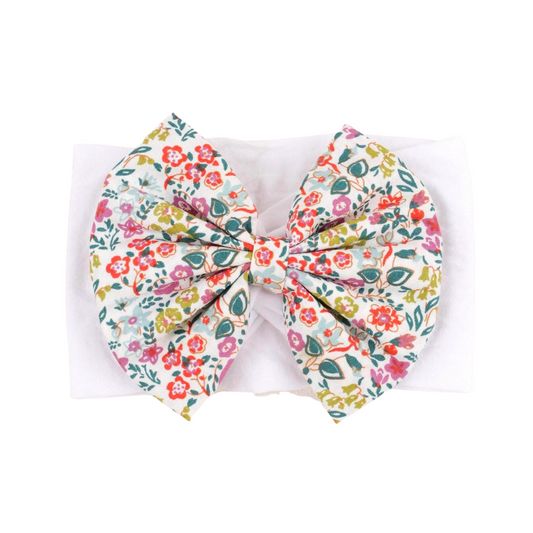 Fascia Capelli Neonata - Fiori Base Bianca