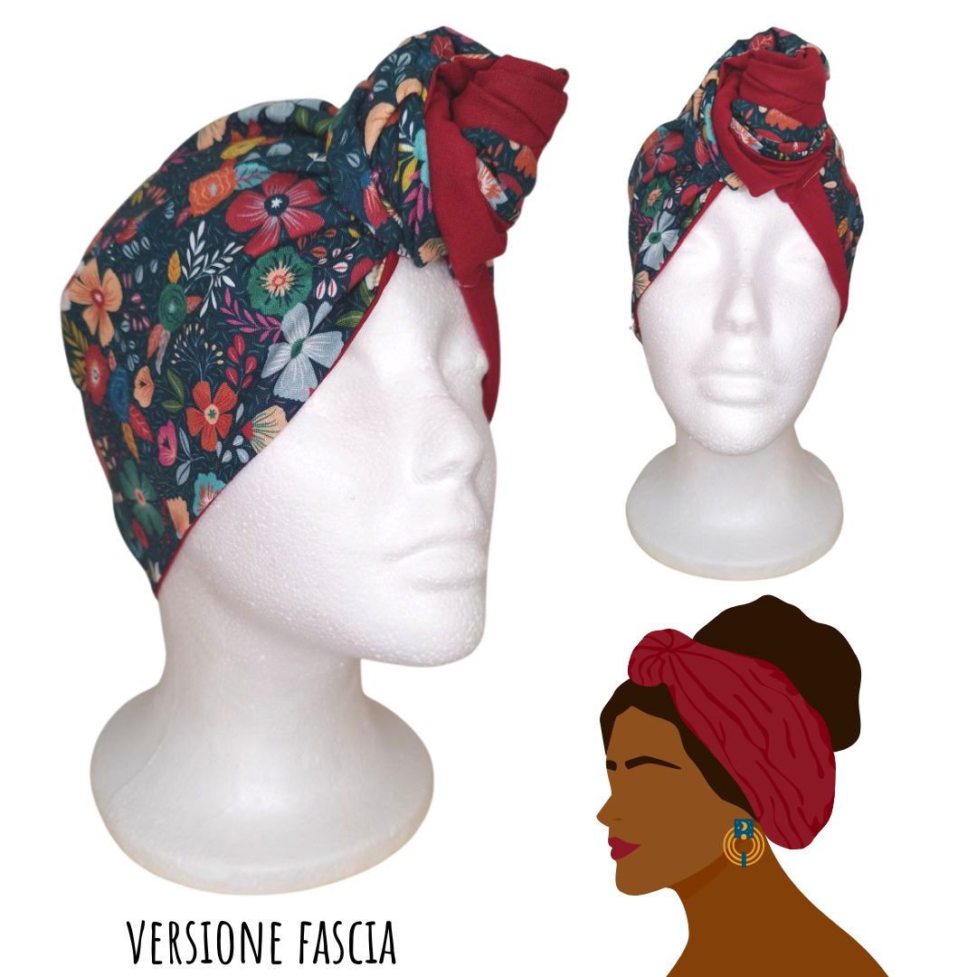 Fascia-Turbante Modellabile Handmade - Fiori
