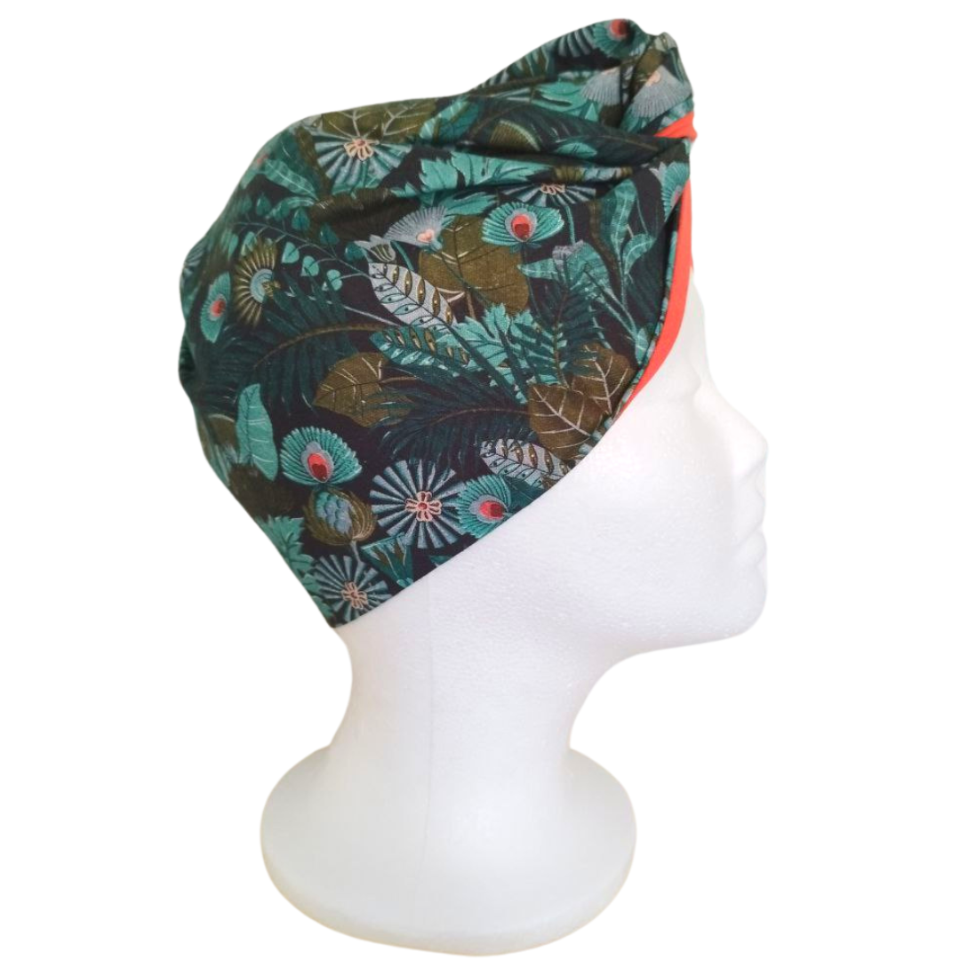 Fascia-Turbante Modellabile Handmade - Piume e Foglie