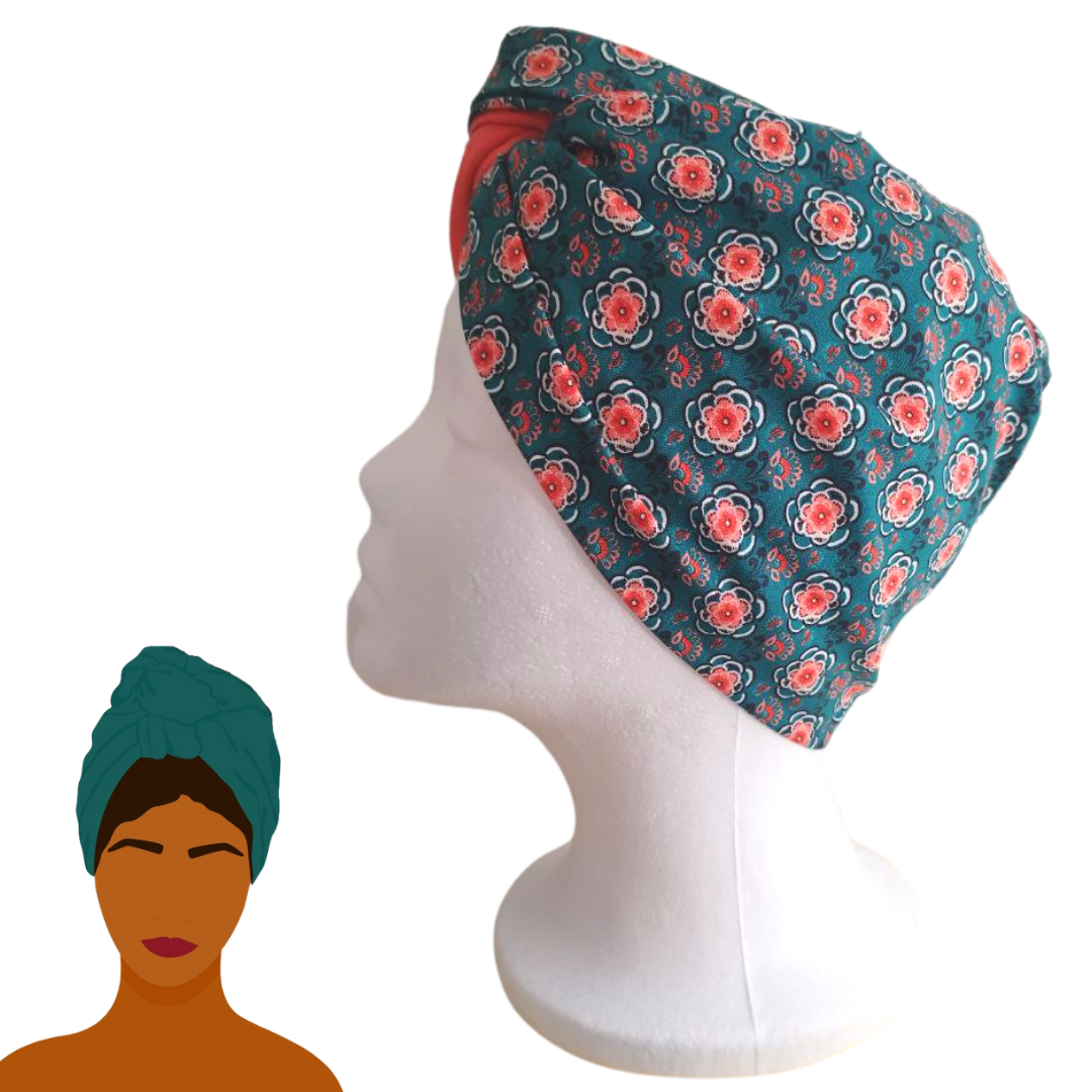 Fascia-Turbante Modellabile Handmade - Fiori Corallo