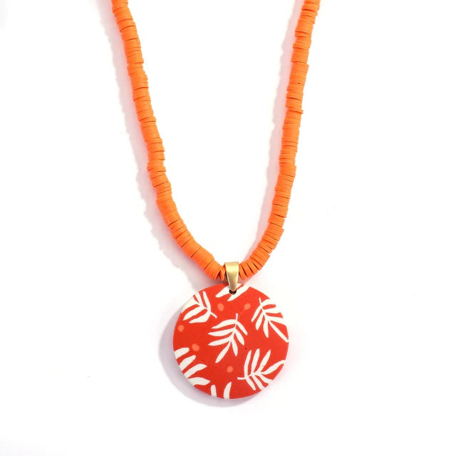 Collana Argilla Polimerica - Rosso/Arancio/Bianco