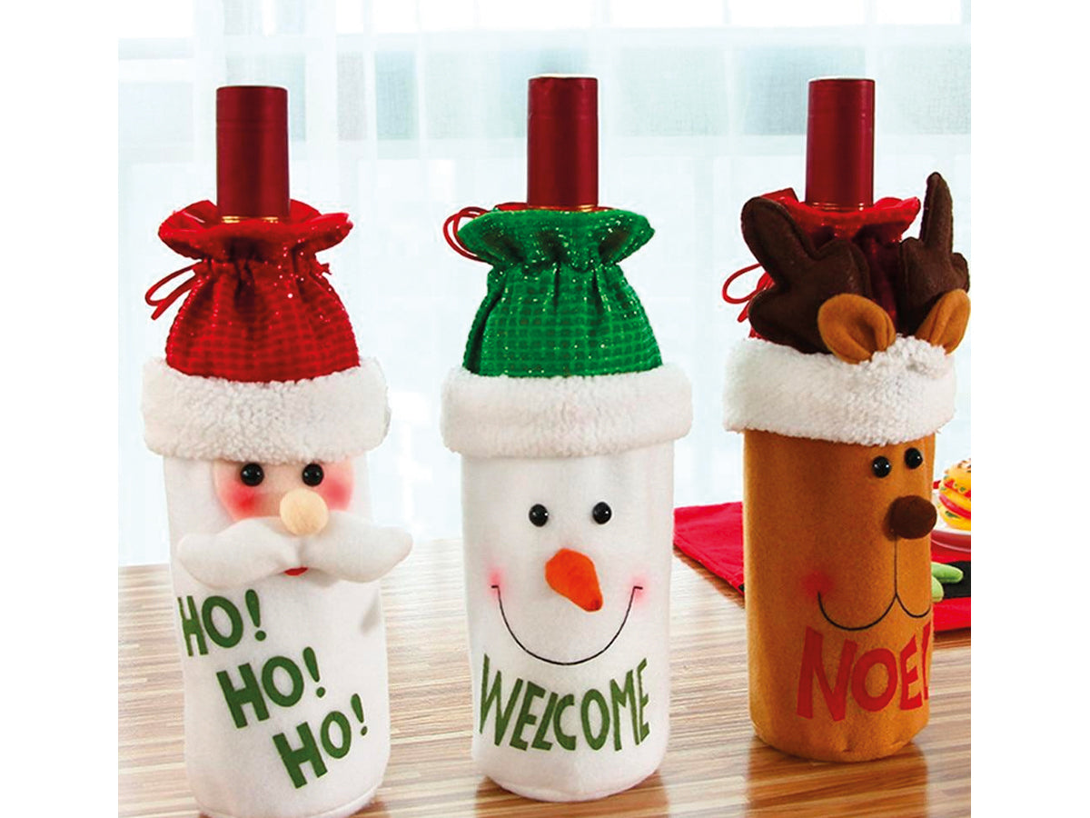 Sacchetto Regalo Bottiglie - Renna/Pupazzo/Babbo Natale